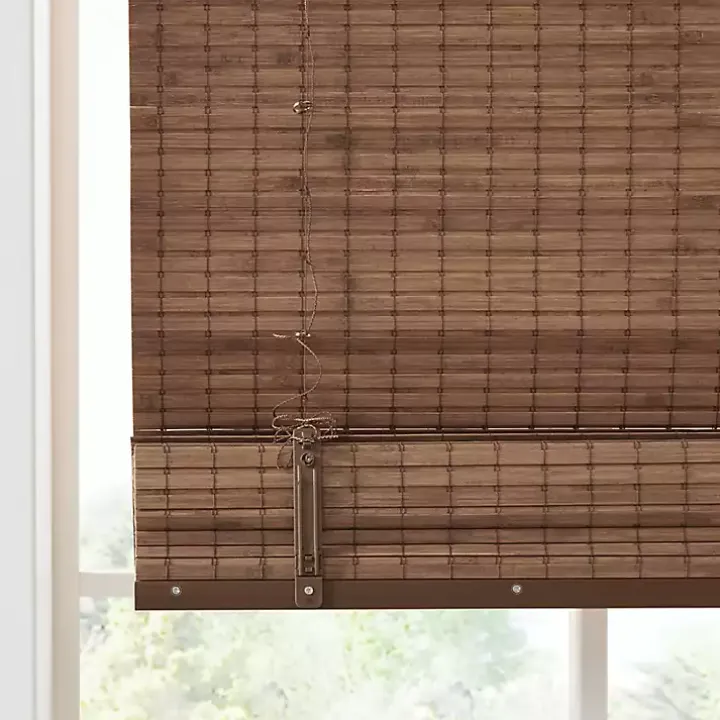 Brown Bamboo Light Filtering Roman Shade, 29 in.