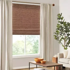 Brown Bamboo Light Filtering Roman Shade, 33 in.