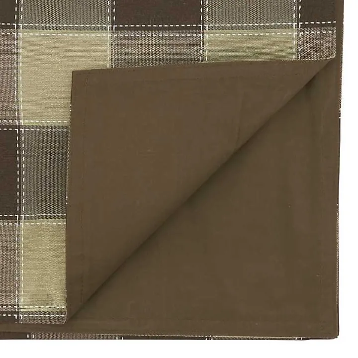Brown Block Plaid Table Runner, 90 in.