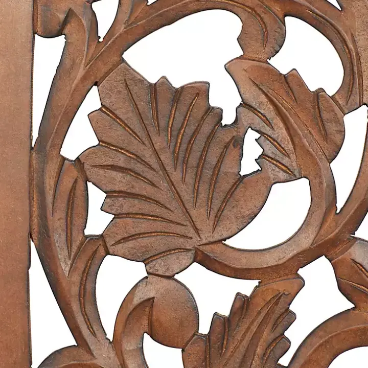 Brown Botanical Wood Panel Wall Plaque