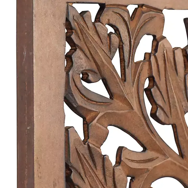 Brown Botanical Wood Panel Wall Plaque