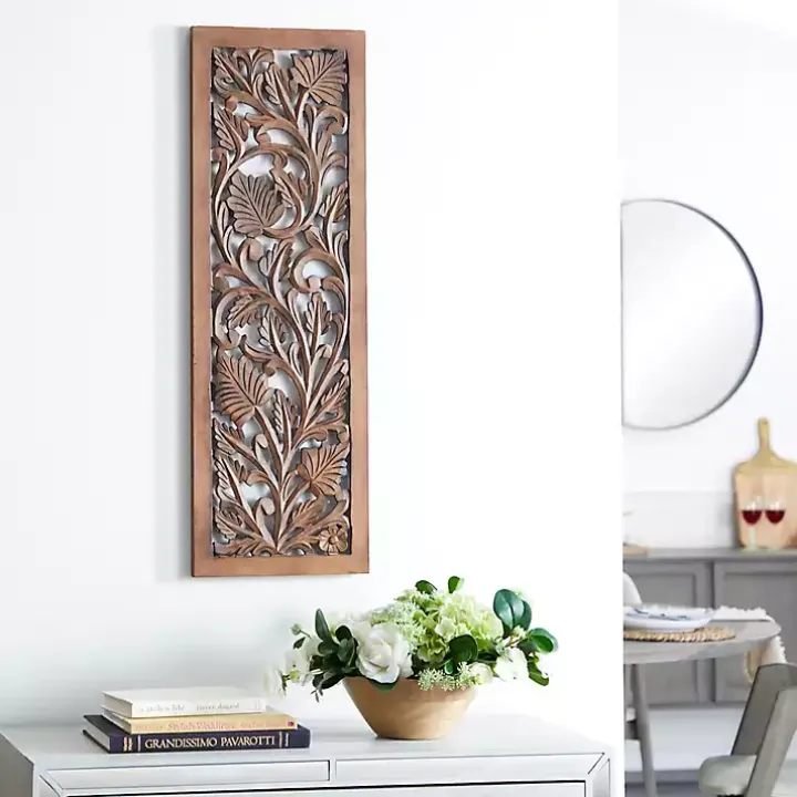 Brown Botanical Wood Panel Wall Plaque