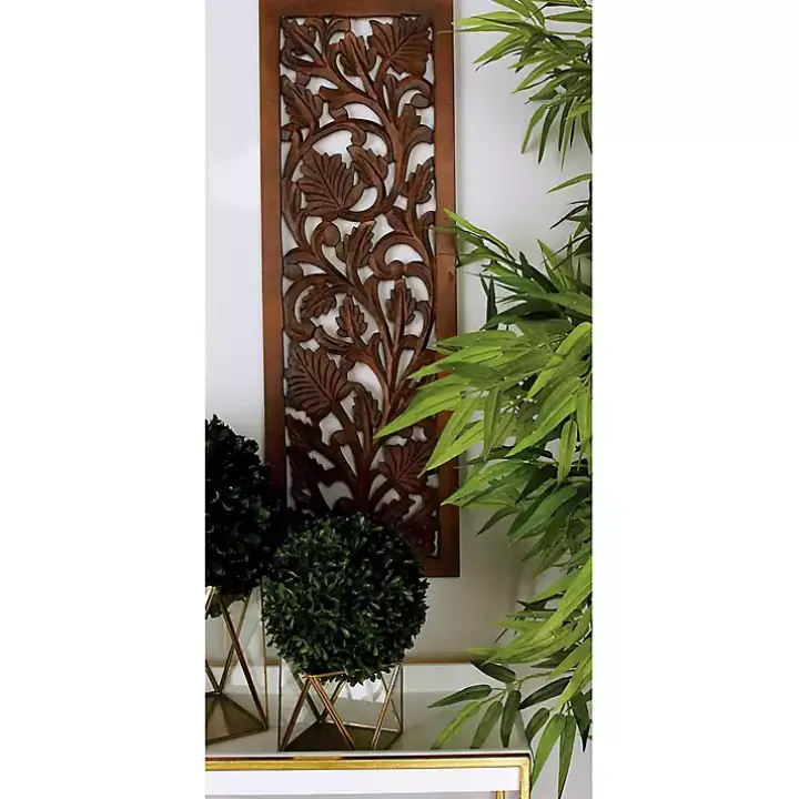 Brown Botanical Wood Panel Wall Plaque