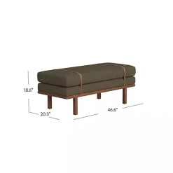 Brown Boucle Brown Faux Leather Bench