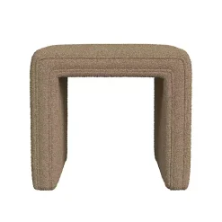 Brown Boucle Channeled Upholstered Ottoman