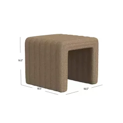 Brown Boucle Channeled Upholstered Ottoman