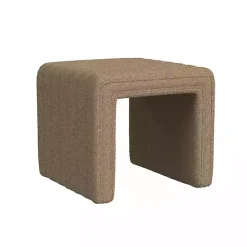 Brown Boucle Channeled Upholstered Ottoman
