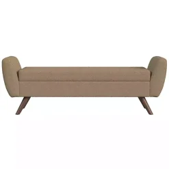 Brown Boucle Modern Storage Bench