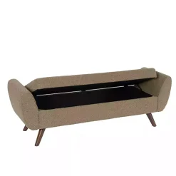 Brown Boucle Modern Storage Bench