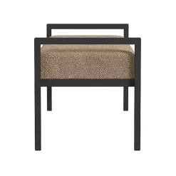 Brown Boucle Upholstered Metal Frame Bench