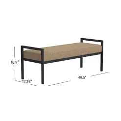 Brown Boucle Upholstered Metal Frame Bench
