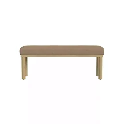 Brown Boucle Upholstered Wood Leg Bench