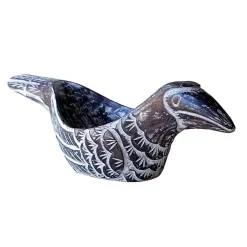 Brown Carved Bird Wood Bowl