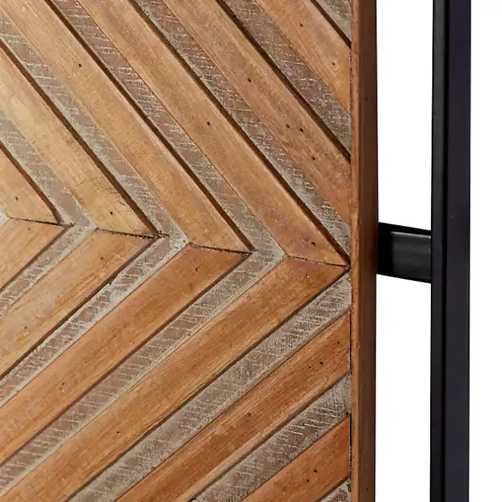 Brown Chevron Wood Wall Plaques, Set of 2