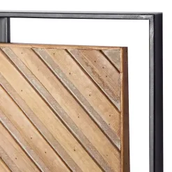 Brown Chevron Wood Wall Plaques, Set of 2