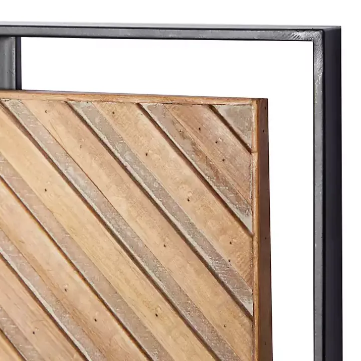 Brown Chevron Wood Wall Plaques, Set of 2