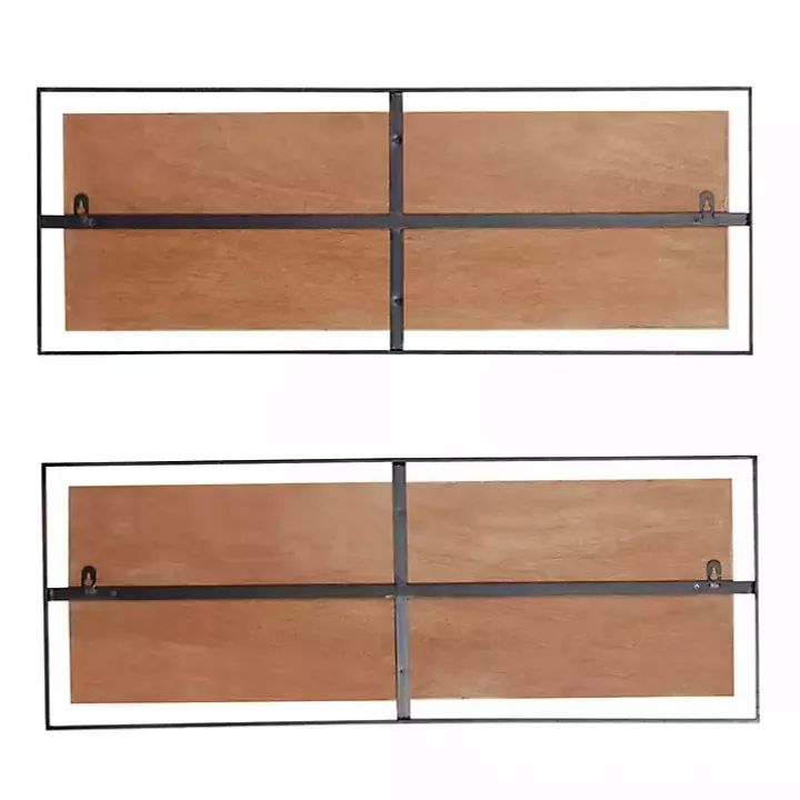 Brown Chevron Wood Wall Plaques, Set of 2