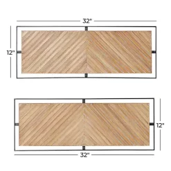Brown Chevron Wood Wall Plaques, Set of 2