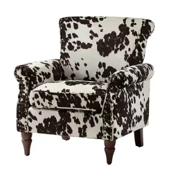 Brown Cow Print Upholstered Accent Chair