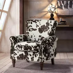 Brown Cow Print Upholstered Accent Chair