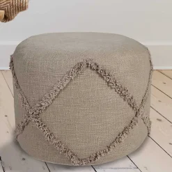 Brown Diamond Tufted Pouf