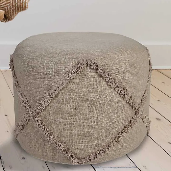 Brown Diamond Tufted Pouf