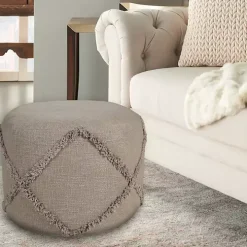 Brown Diamond Tufted Pouf