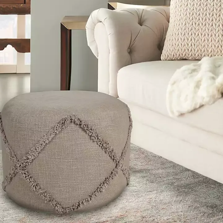 Brown Diamond Tufted Pouf