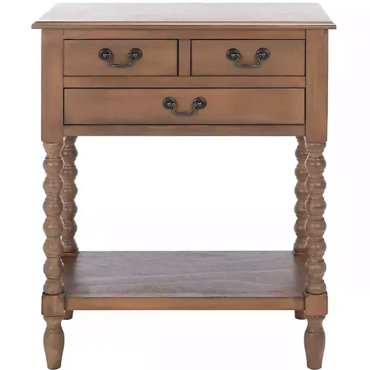 Brown Farmhouse 3-Drawer Console Table