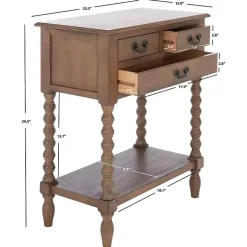 Brown Farmhouse 3-Drawer Console Table
