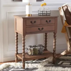 Brown Farmhouse 3-Drawer Console Table