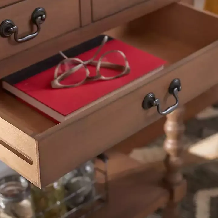 Brown Farmhouse 3-Drawer Console Table