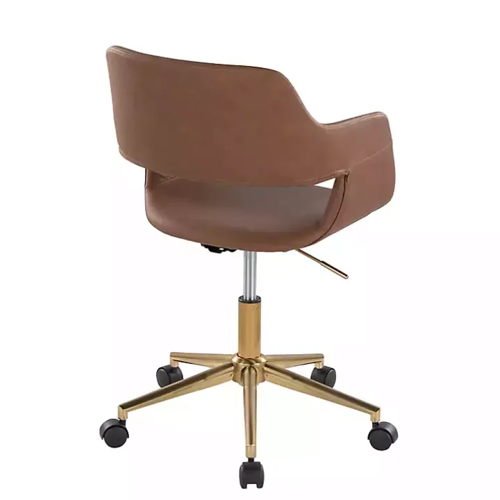 Brown Faux Leather & Gold Marshall Office Chair