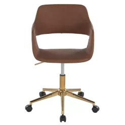 Brown Faux Leather & Gold Marshall Office Chair
