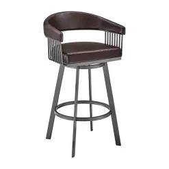 Brown Faux Leather Chelsea Swivel Bar Stool