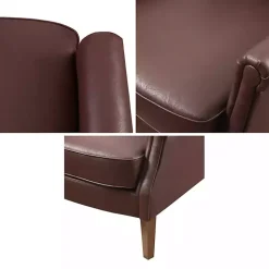 Brown Faux Leather Classic Accent Chair