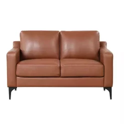 Brown Faux Leather Fletcher Loveseat