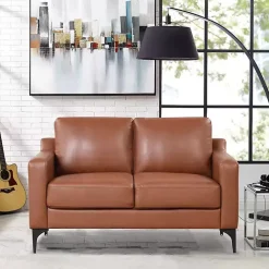 Brown Faux Leather Fletcher Loveseat