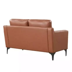 Brown Faux Leather Fletcher Loveseat