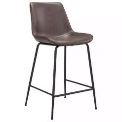Brown Faux Leather Highback Counter Stool