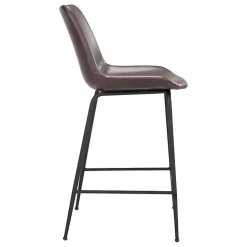 Brown Faux Leather Highback Counter Stool