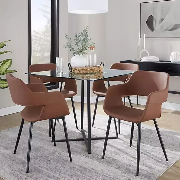 Brown Faux Leather Marge Dining Chairs, Set of 2