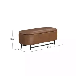 Brown Faux Leather Metal Storage Bench