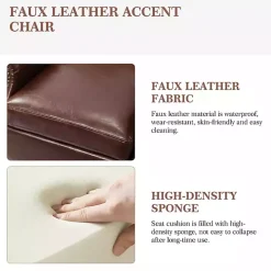 Brown Faux Leather Nailhead Taylor Armchair