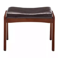 Brown Faux Leather Natasha Ottoman Stool