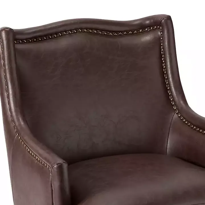 Brown Faux Leather Ophelia Accent Chair