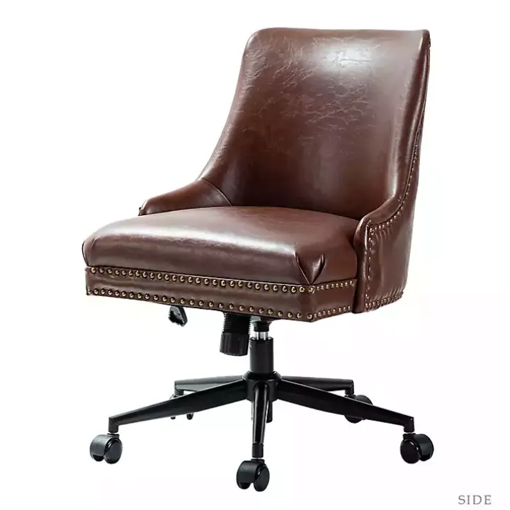 Brown Faux Leather Rocking Office Chair