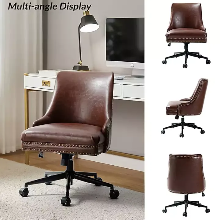 Brown Faux Leather Rocking Office Chair