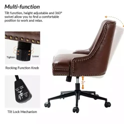 Brown Faux Leather Rocking Office Chair