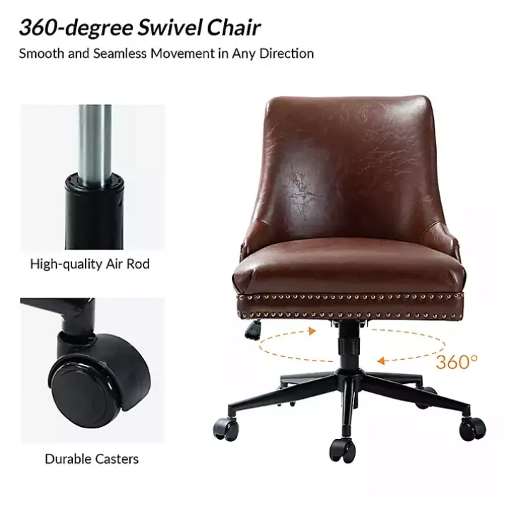 Brown Faux Leather Rocking Office Chair